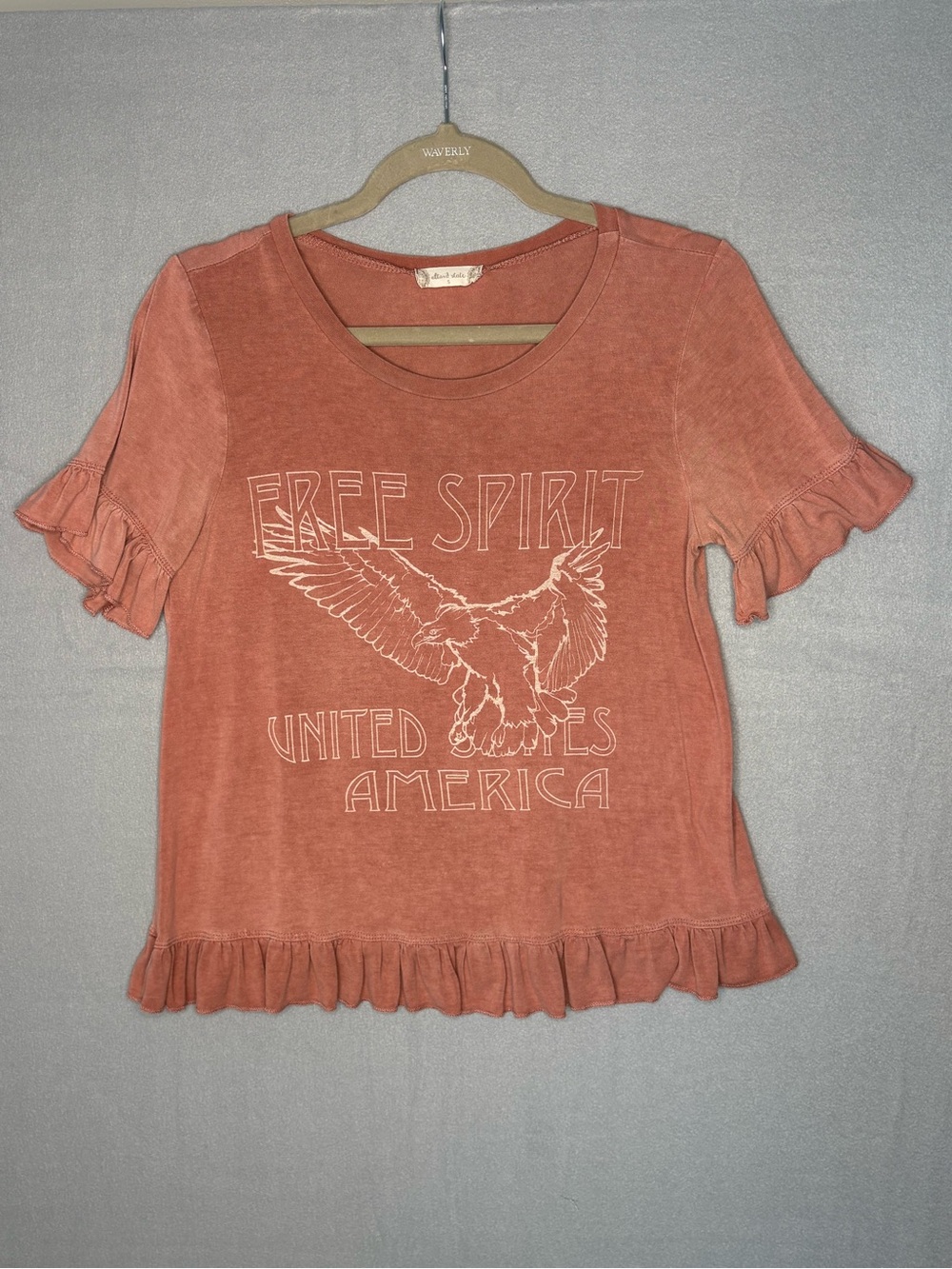 Altar'd State Rust Graphic Ruffle Sleeve Tee